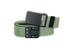 Green belt with black buckle on a white background
