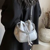 Drawstring Bag Leather Faux Bucket