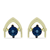 Cercei din Argint 925 Placat cu Aur ( 1.65 grame ) cu Diamant Albastru Dansator 0.01 Carate