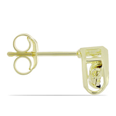 Cercei din Argint 925 Placat cu Aur ( 1.65 grame ) cu Diamant Albastru Dansator 0.01 Carate