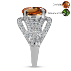 Anillo de Plata con Zultanita de Anatolia certificado y cultivado en laboratorio y Topacio Blanco