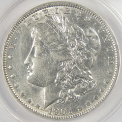 1901 Morgan Dollar AU 50 Details ANACS Silver $1 Coin SKU:I20402 - Morgan coin - Morgan silver dollar - Morgan silver dollar for sale - Profile Coins & Collectibles