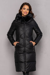 Geaca lunga de iarna - DAPHNE - Neagra - Geaca Groasa -B WEAR RO