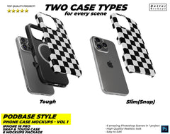 Podbase Style iPhone 16 Pro Snap Tough Case Mockups vol1