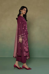 S - EMBROIDERED KHADDAR PURPLE 3PC