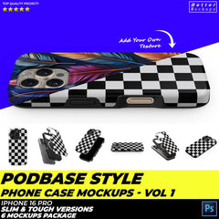 Podbase Style iPhone 16 Pro Snap Tough Case Mockups vol1
