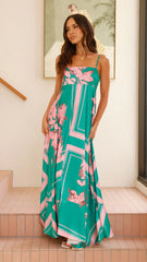 Kaethe Maxi Dress - Green/Pink Floral