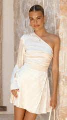 Letty One Shoulder Mini Dress - Cream