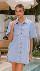 Rayna Denim Mini Dress - Light Denim