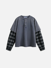Aelfric Eden Plaid Two Layer Washed Long Sleeve Tee