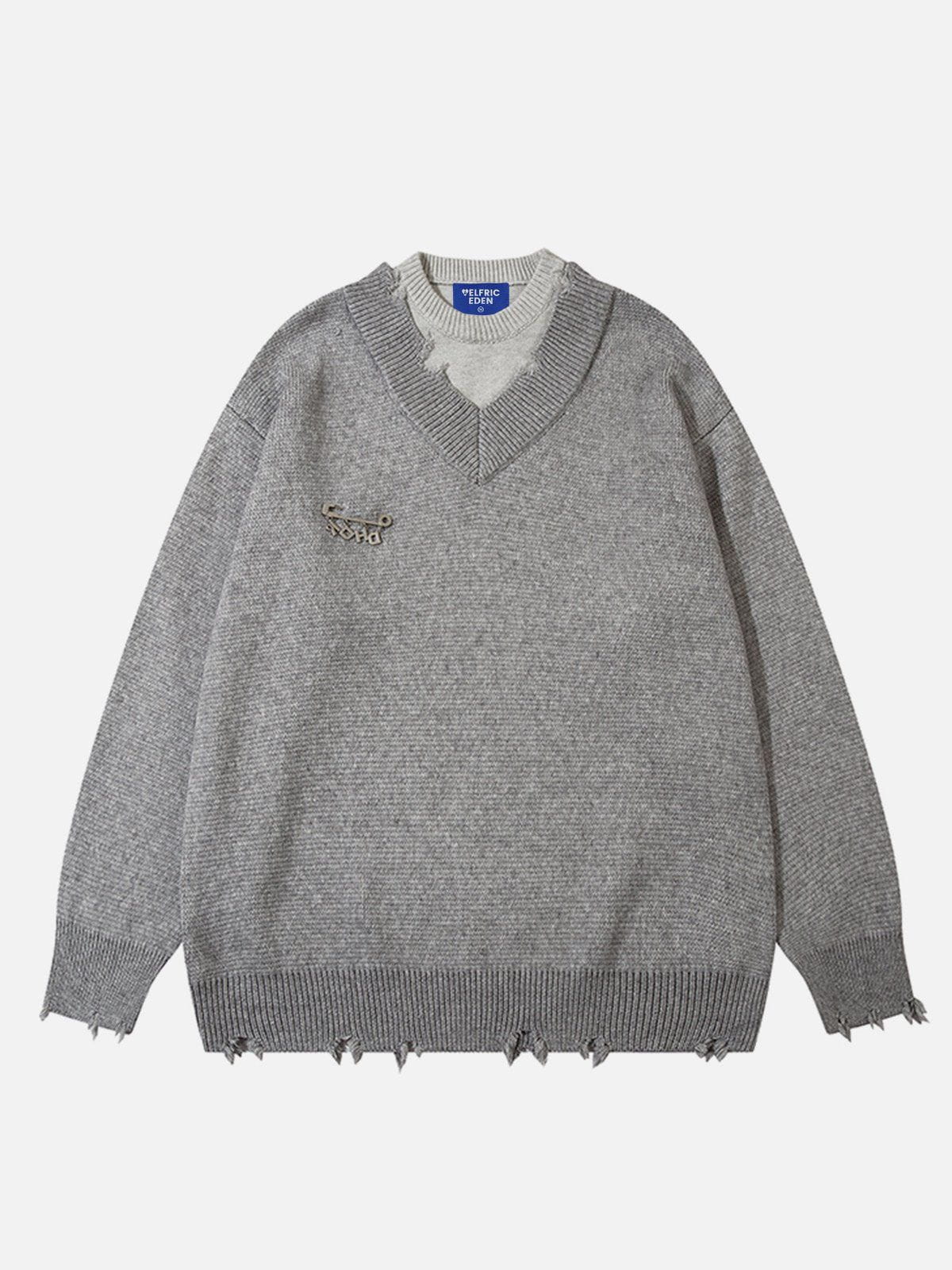 Aelfric Eden Retro Preppy Faux Two-Piece Sweater