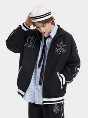 Aelfric Eden Embroidery Ship Anchor Bomber Jacket