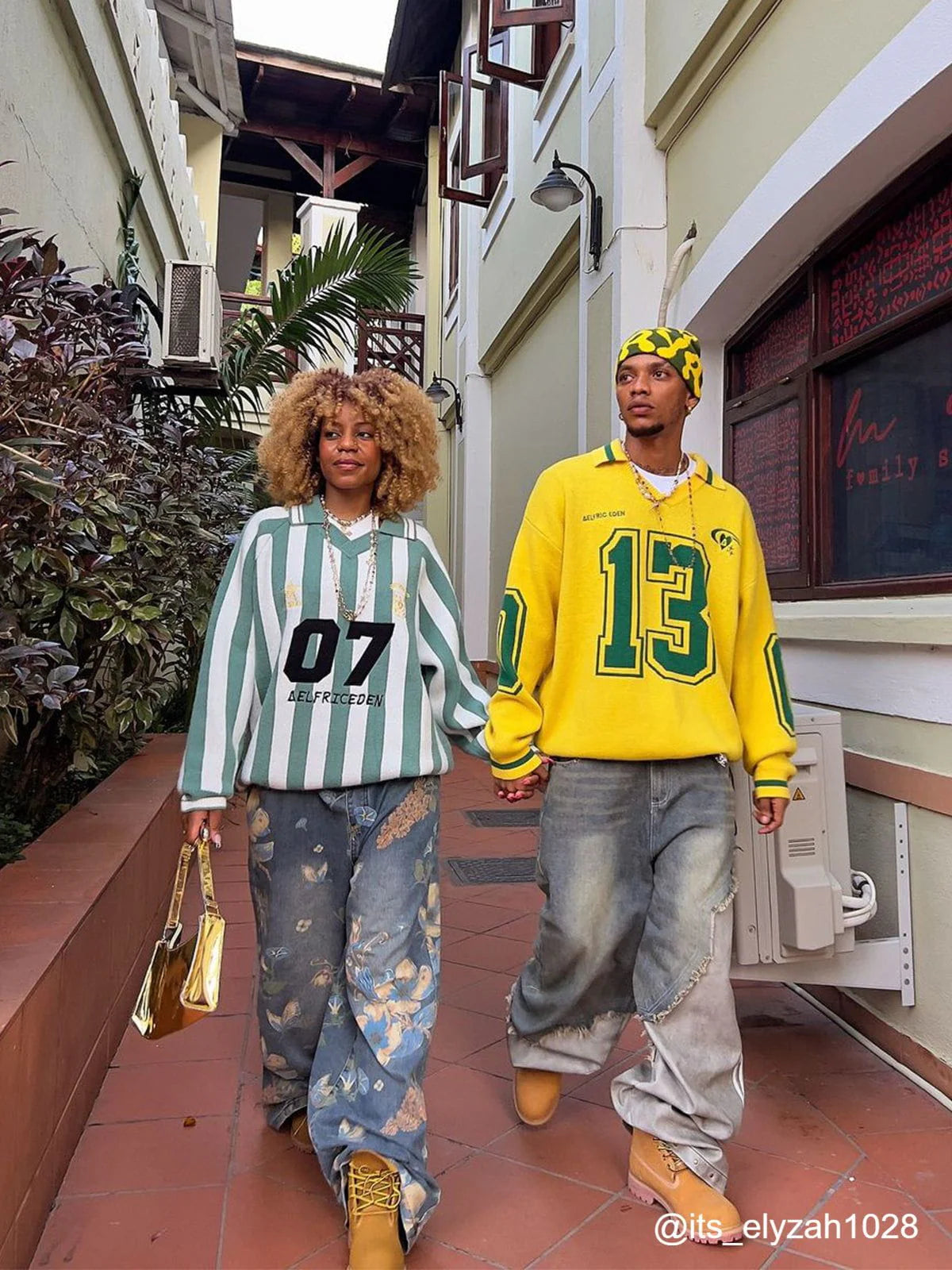 Aelfric Eden White Green Stripe Sweater