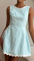 Aceline Mini Dress - Blue/White