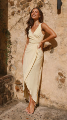 Pamela V Neck Maxi Dress - Yellow