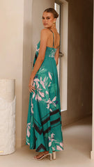 Kaethe Maxi Dress - Green/Pink