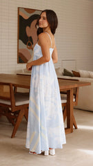 Kaethe Maxi Dress - Blue/Yellow
