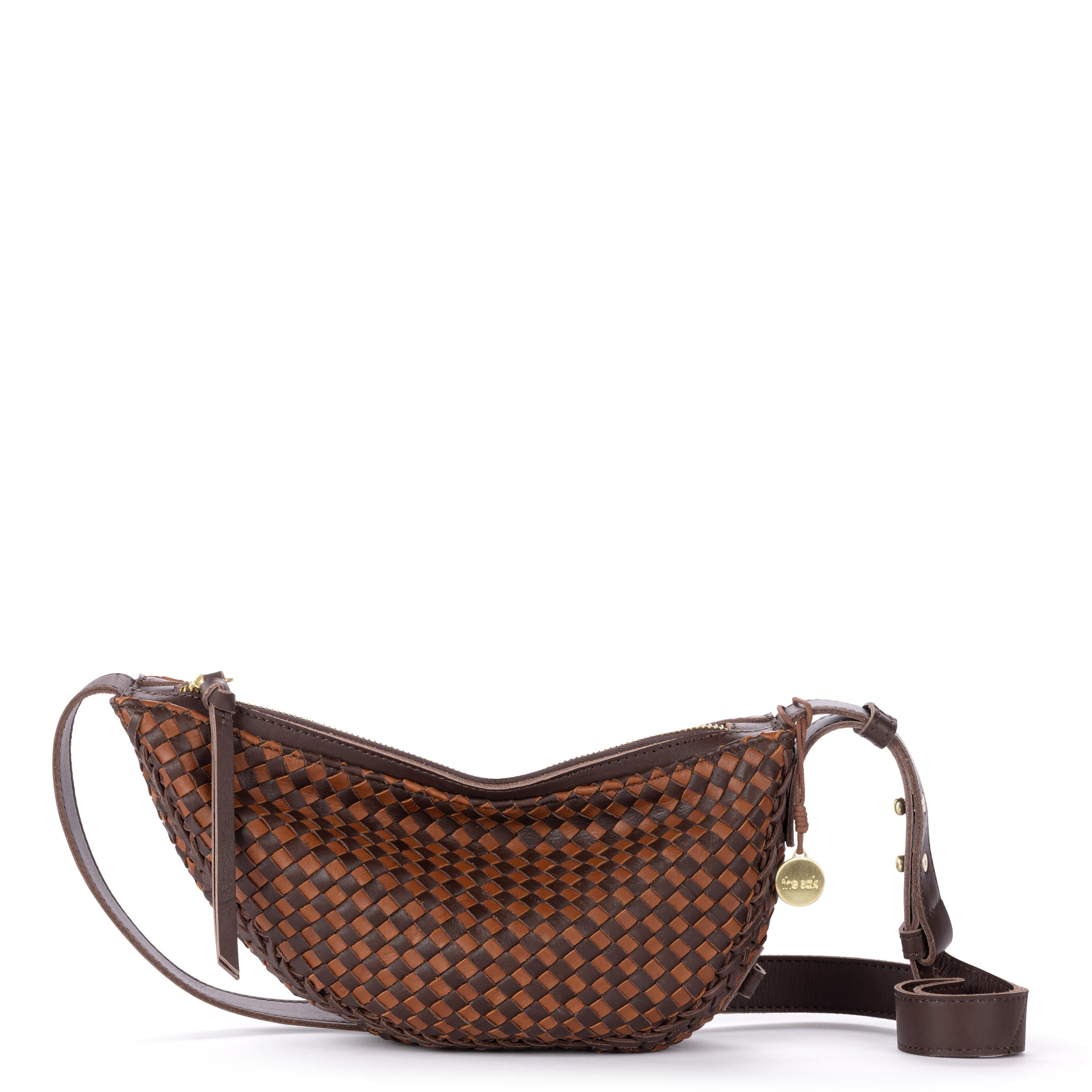 The Sak Tess Sling - Leather - Woven Mahogany Cognac