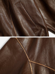 Aelfric Eden Line Patchwork Faux  Leather Jacket