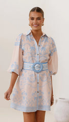 Xander Long Sleeve Mini Dress - Blue