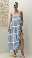 Lavina Maxi Dress - Blue/White