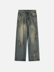 Aelfric Eden Star Embroidered Washed Straight Jeans