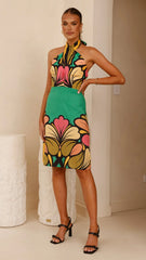 Portugal Twist Halter Mini Dress - Apple