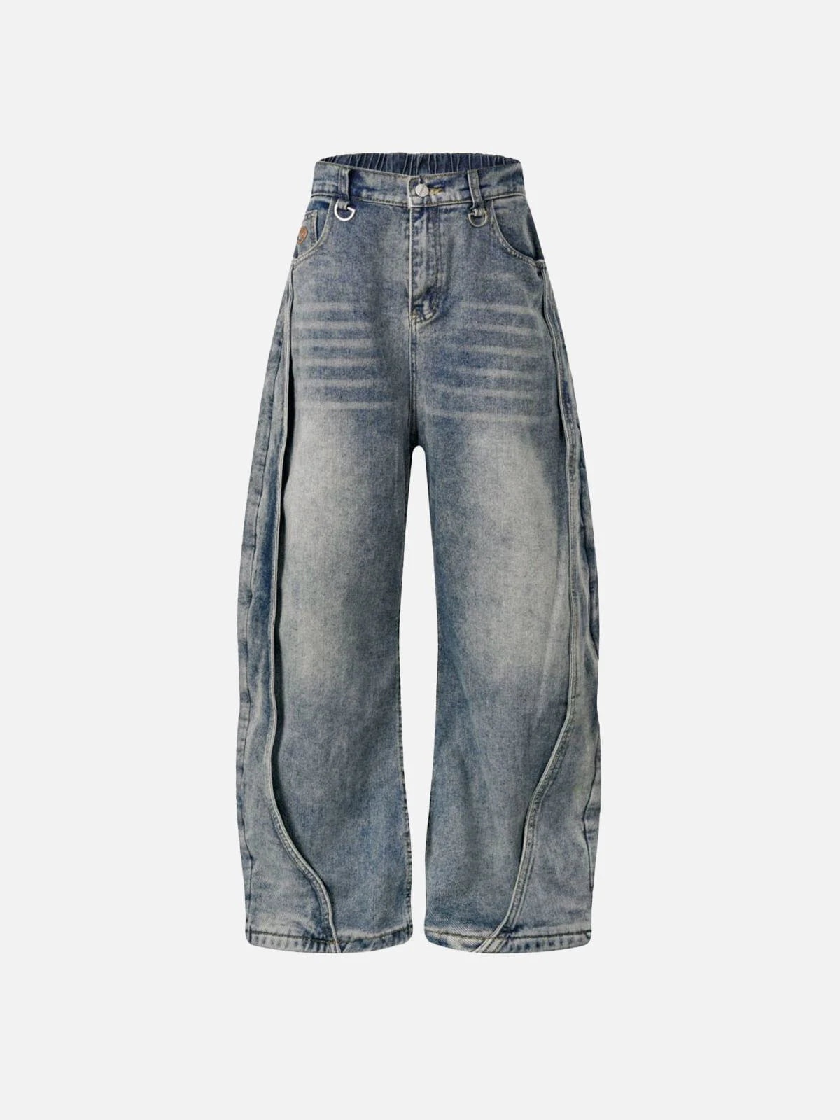 Aelfric Eden Deconstruction Patchwork Washed Barrel Jeans