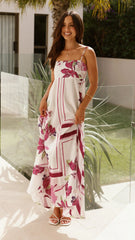 Kaethe Maxi Dress - White/Pink