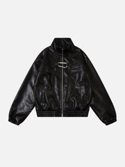 Aelfric Eden Metal Buckle Faux Leather Jacket
