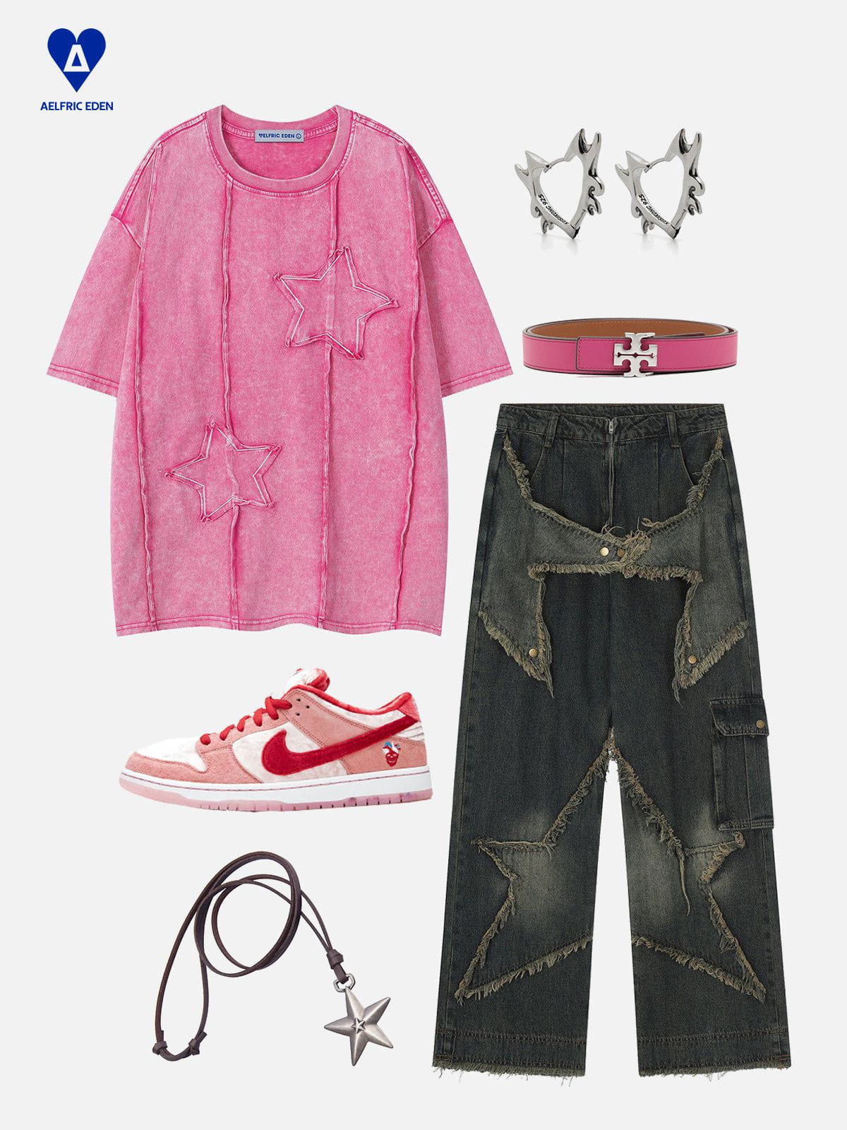 Aelfric Eden Applique Embroidery Star Washed Tee