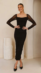Kylie Maxi Dress Long Sleeve - Black