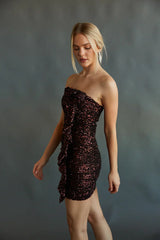 Veronica Strapless Ruched Sequin Bodycon Mini Dress