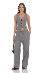 Pinstripe Buttoned Vest in Grey