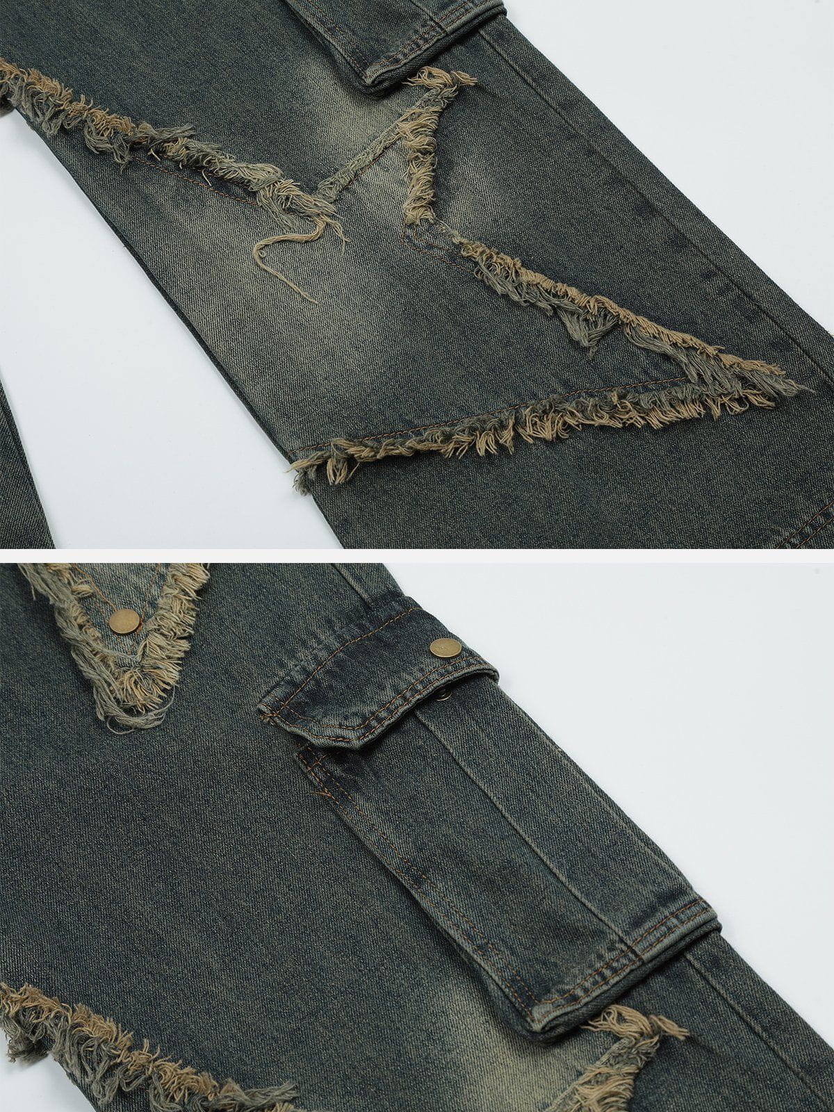 Aelfric Eden Distressed Effect Patchwork Star Denim Jeans