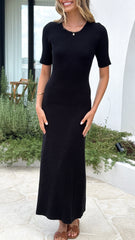 Eden Ribbed Maxi Dress - Black