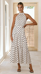Dawson Maxi Dress - Cream / Black Polka Dot