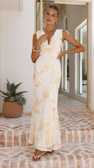 Nikova Maxi Dress - Yellow Embroidery