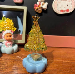 🎄 Mini Glass Spinning Christmas Tree – Handcrafted Holiday Ornament