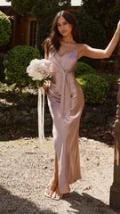 Yasmeen Tie Front  Maxi Dress - Dusty Pink