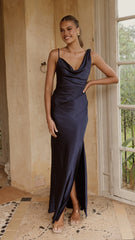 Iris Asymmetrical Maxi Dress - Navy