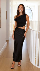 Ruby Asymmetrical Maxi Dress - Black