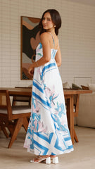 Kaethe Maxi Dress - White/Blue