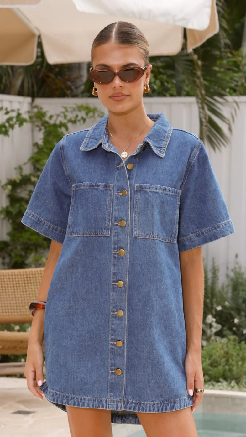 Rayna Denim Mini Dress - Dark Denim