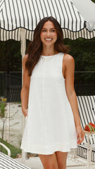 Nemi Linen Dress - White - Nude Lucy