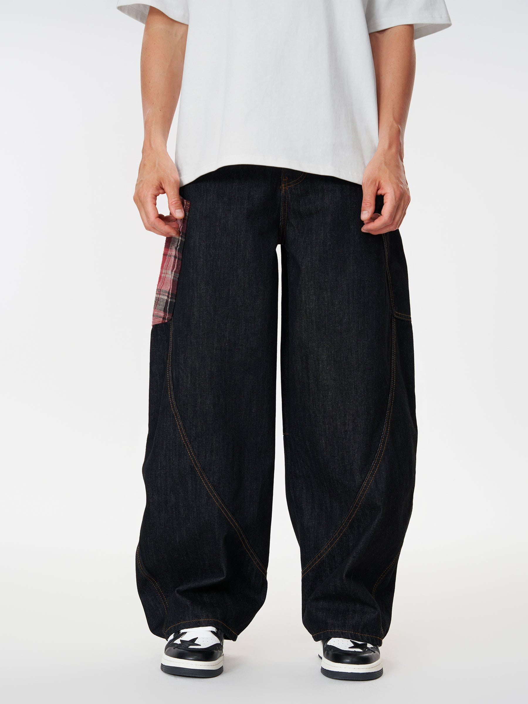 Aelfric Eden Plaid Pocket Barrel Loose Jeans