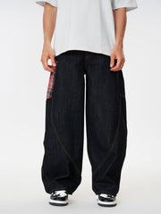 Aelfric Eden Plaid Pocket Barrel Loose Jeans