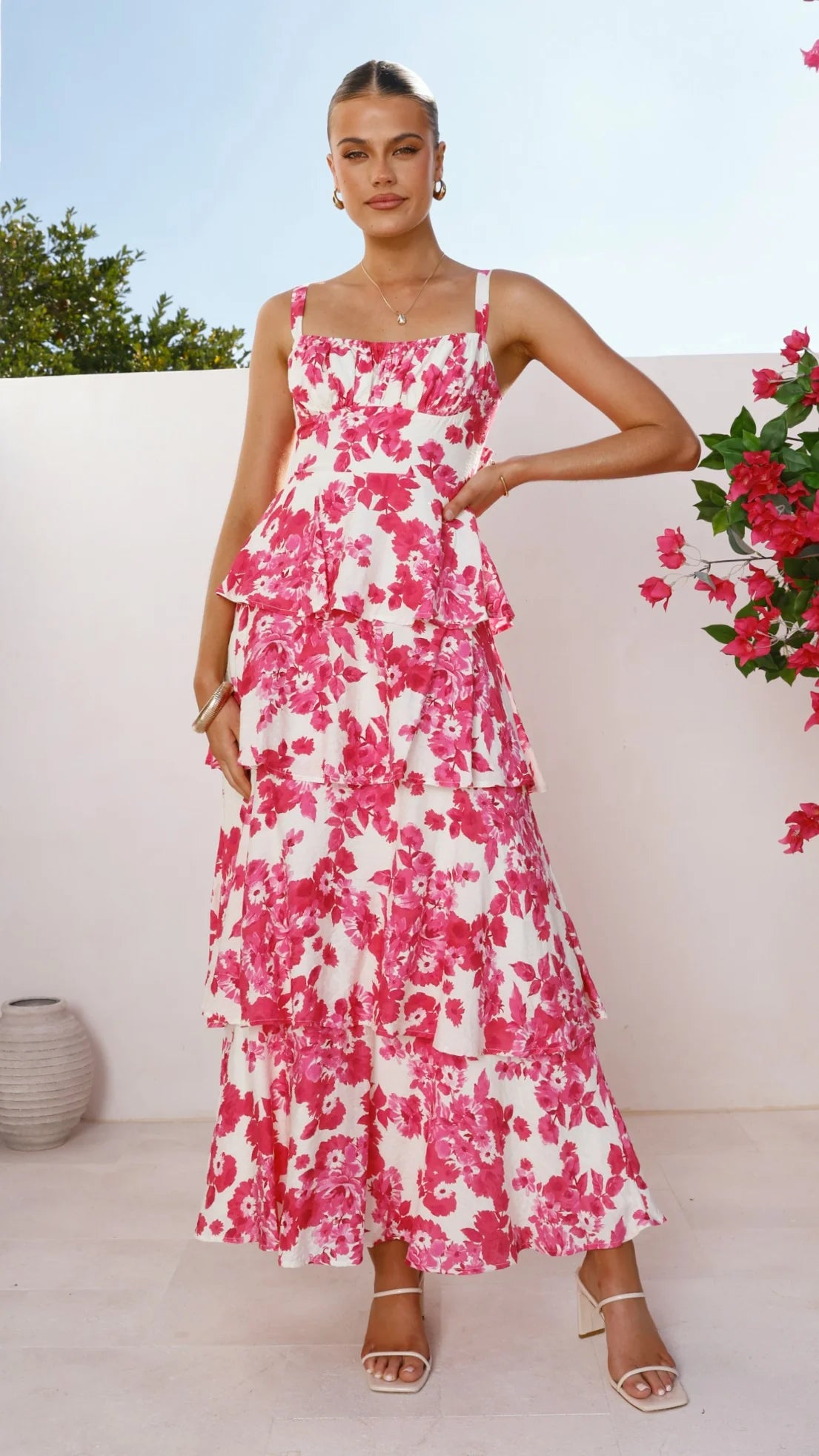 Odilia Maxi Dress - Pink/White Floral