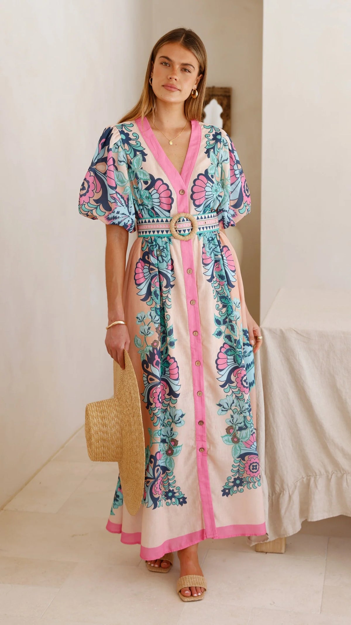 Dali Maxi Dress - Island Bloom Pink