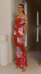 Lena Maxi Dress - Red/ Pink Floral